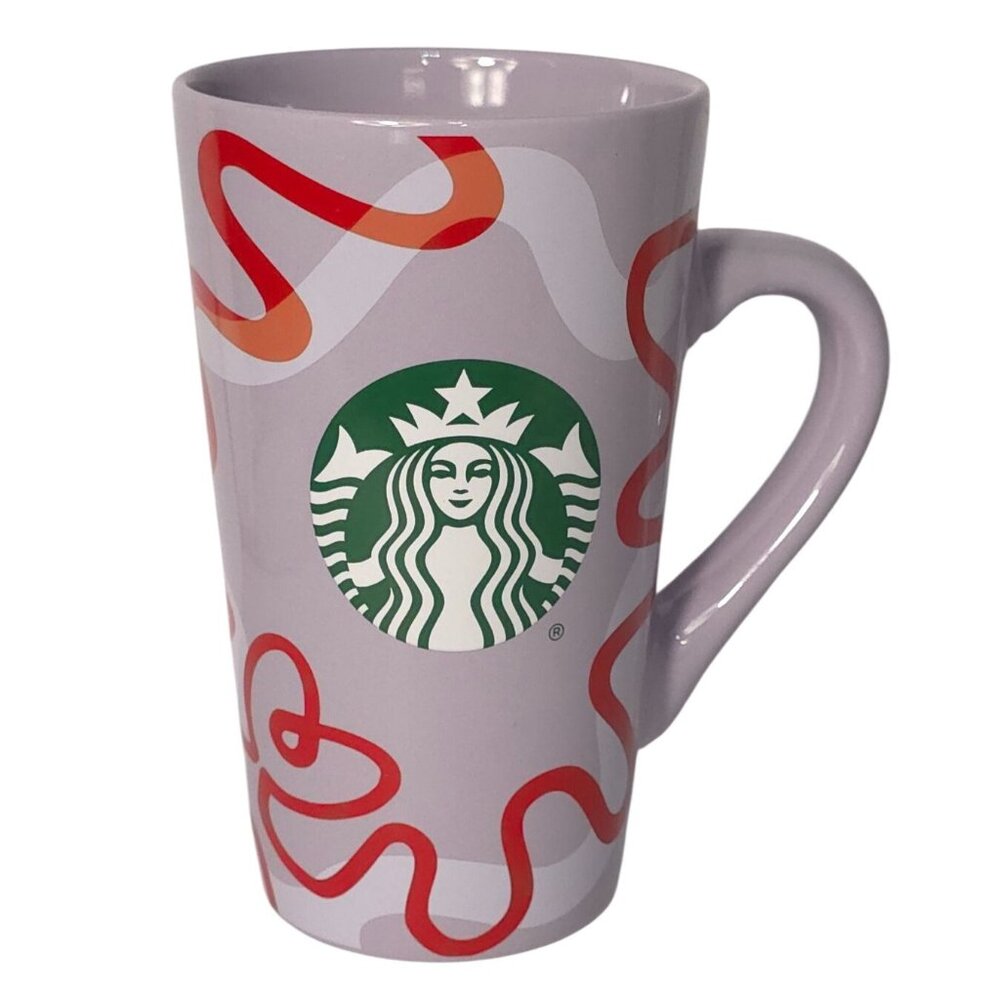 Starbucks 2023 Purple Haze Red Ribbon Waves 16oz Ceramic Coffee Mug Cup - Picture 5 of 5